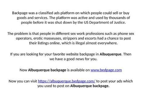 It is the best Alternative to backpage. . Albuquerque back pages